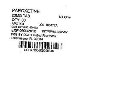 20mg Label (Paroxetine 20mg(apotex))